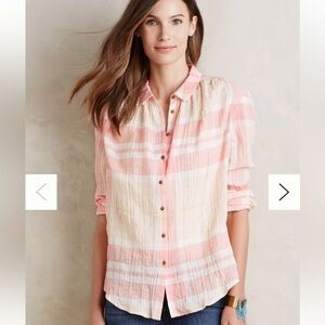 Anthropologie Holding Horses Gailen Button down poplin cotton metallic size 2